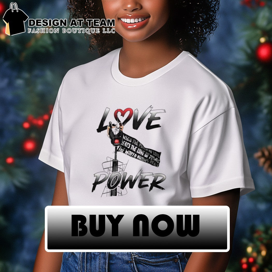 Angela Nikolau and Ivan Beerkus Empire State Building Love Power when the power of love flag shirt