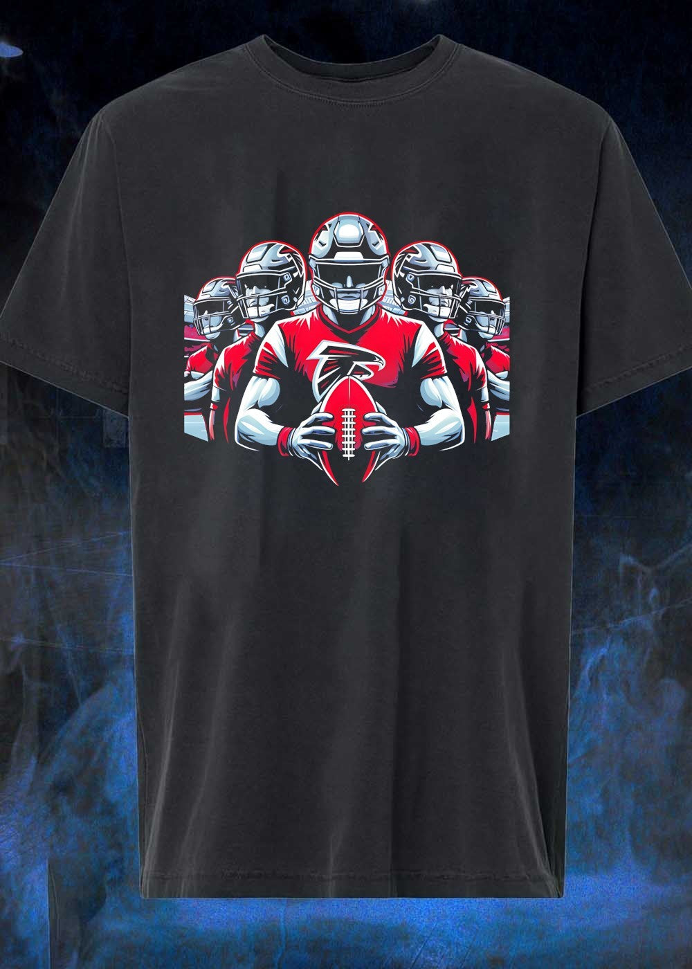 Atlanta Falcons Football Players Holding Ball Red Graphic T-Shirt