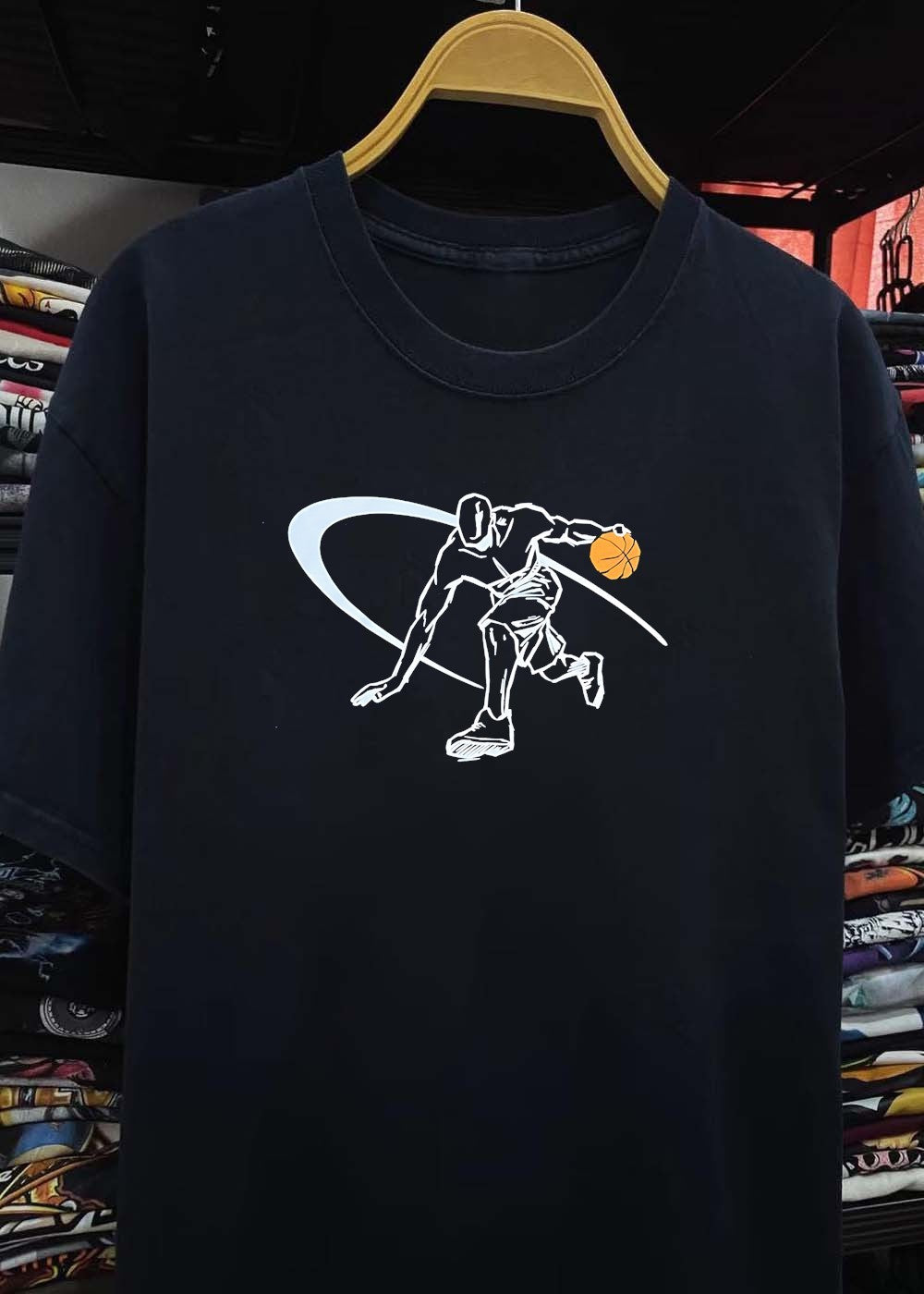 Basketball Player Dribbling Through The Arc Men’s T-Shirt