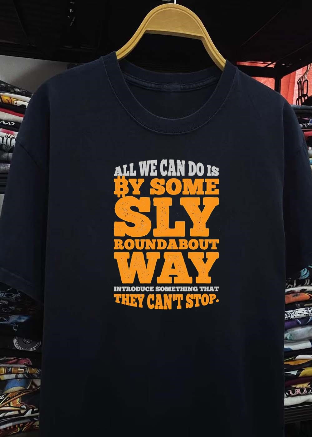 Bitcoin Bitcoin Outlaw All We Can Do Is By Some Sly Roundabout Way Introduce Something That They Cant Stop T-Shirt