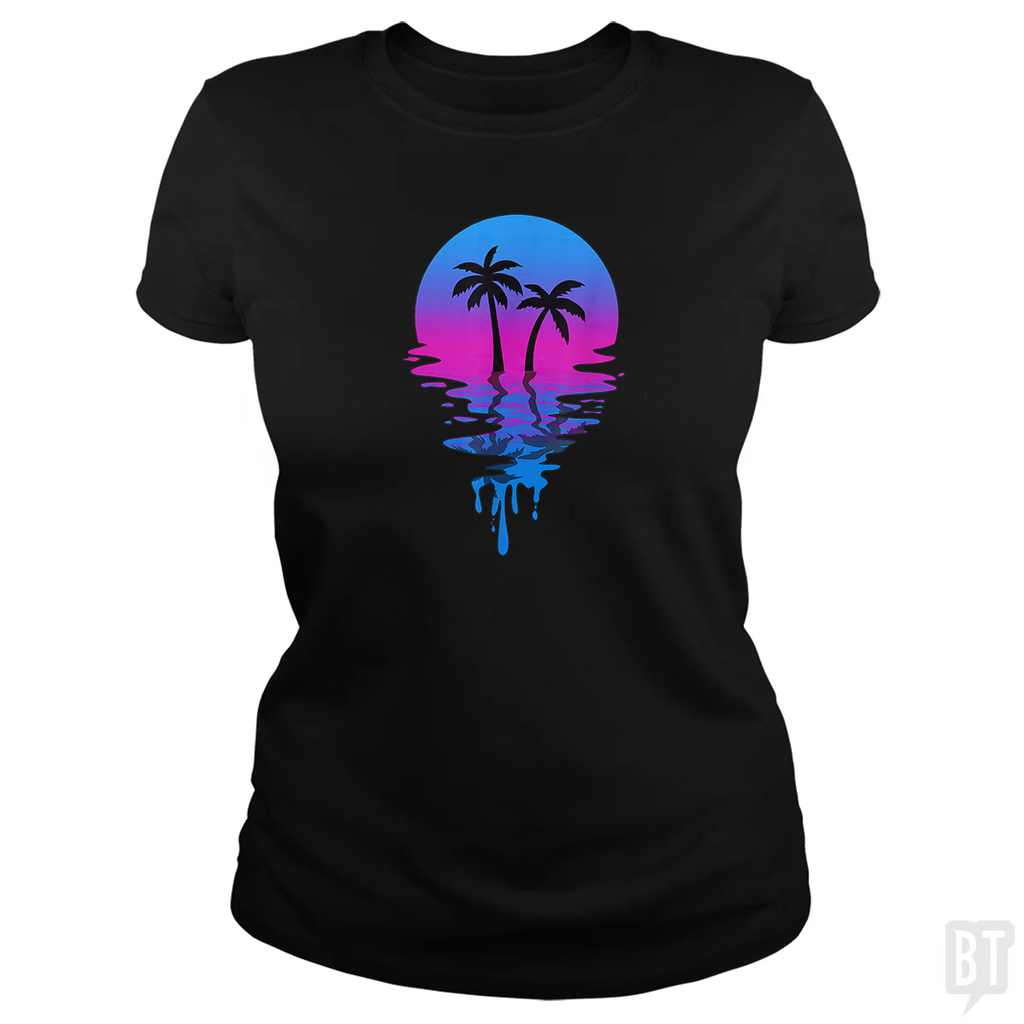 Vintage Retro Sunset Palm Tree