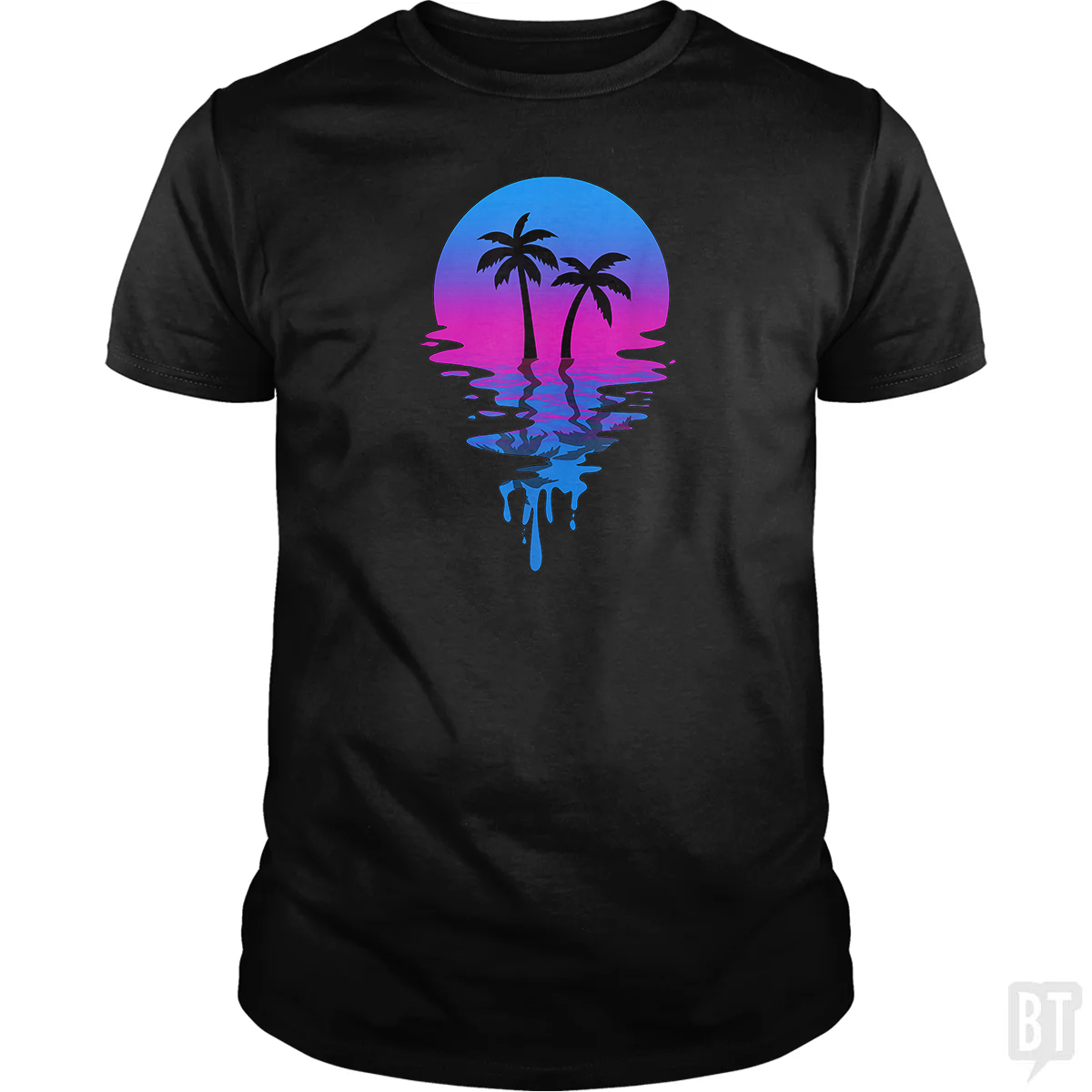 Vintage Retro Sunset Palm Tree