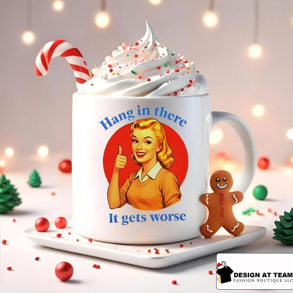 Blonde woman cartoon Hang in there It gets worse shirt