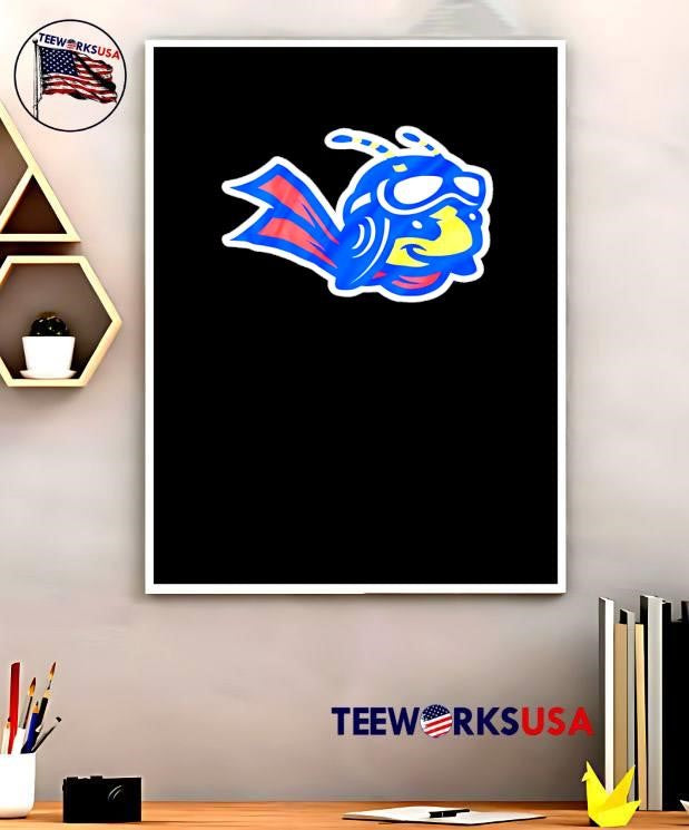Blue Hornet Mascot Logo Flying With Goggles Sports Mascot shirt