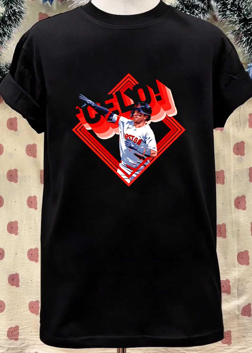 Boston Red Sox Baseball Player Celebrating a Home Run Celo T-Shirt
