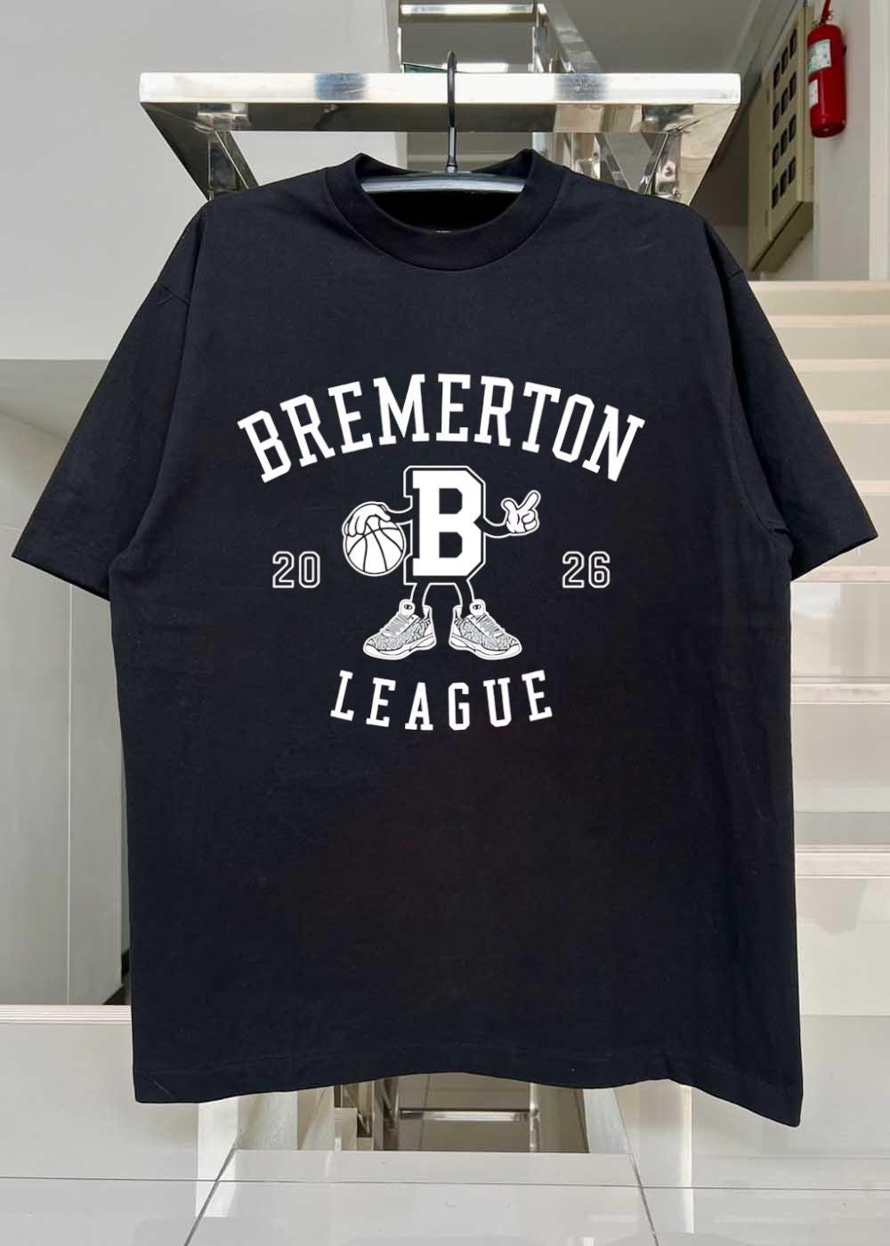 Bremerton League 20 26 Basketball Character Playing Graphic T-Shirt