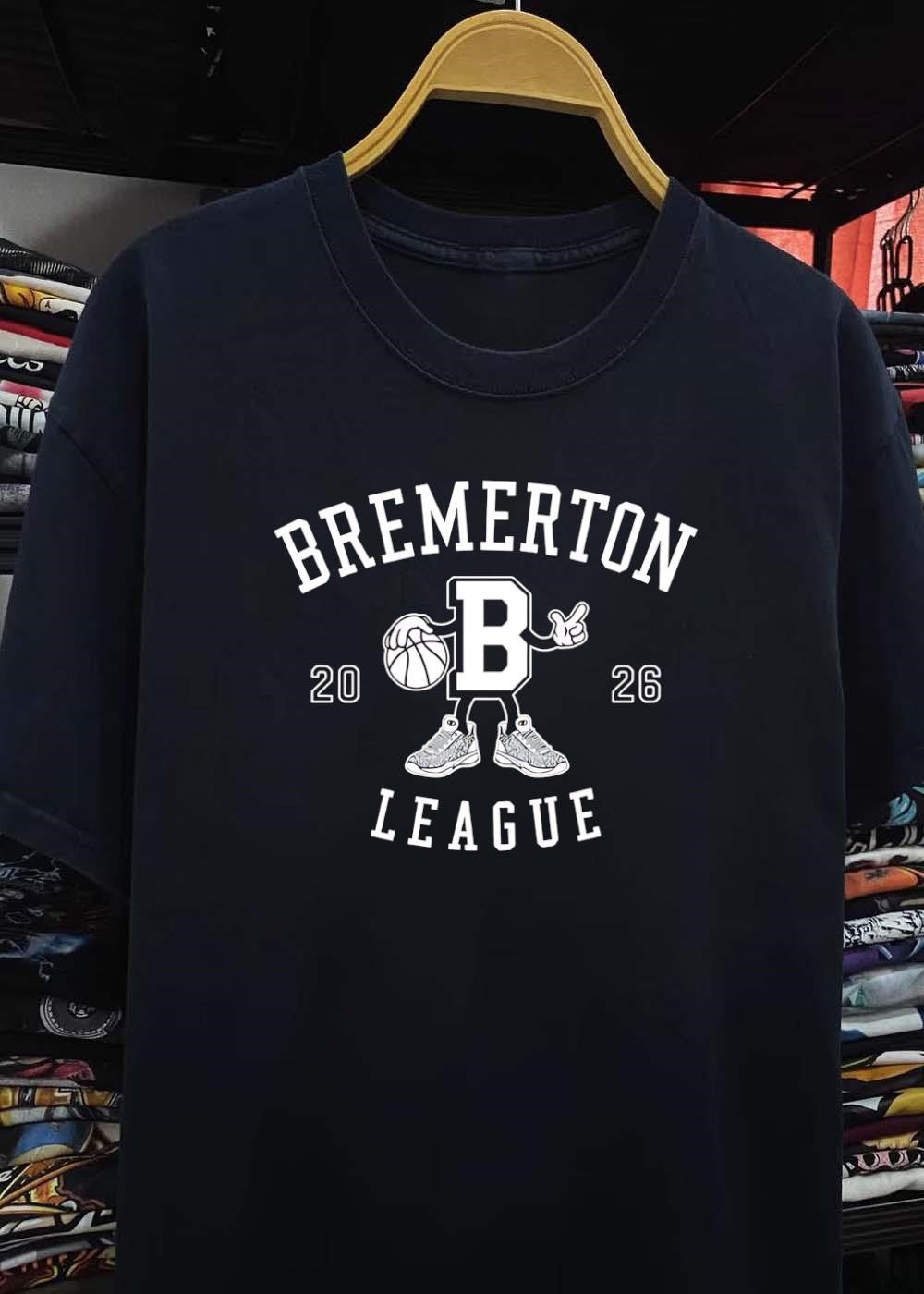 Bremerton League 20 26 Basketball Character Playing Graphic T-Shirt