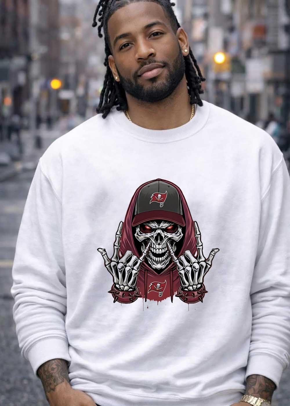 Buccaneers Skeleton Hooded Graphic Rock On Buccaneers T-Shirt