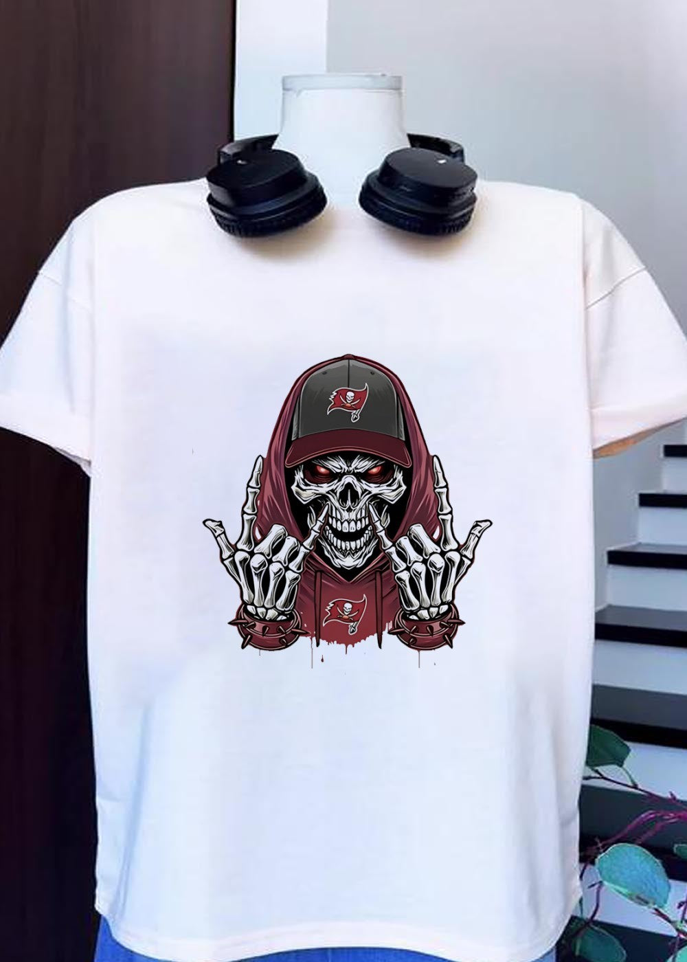 Buccaneers Skeleton Hooded Graphic Rock On Buccaneers T-Shirt