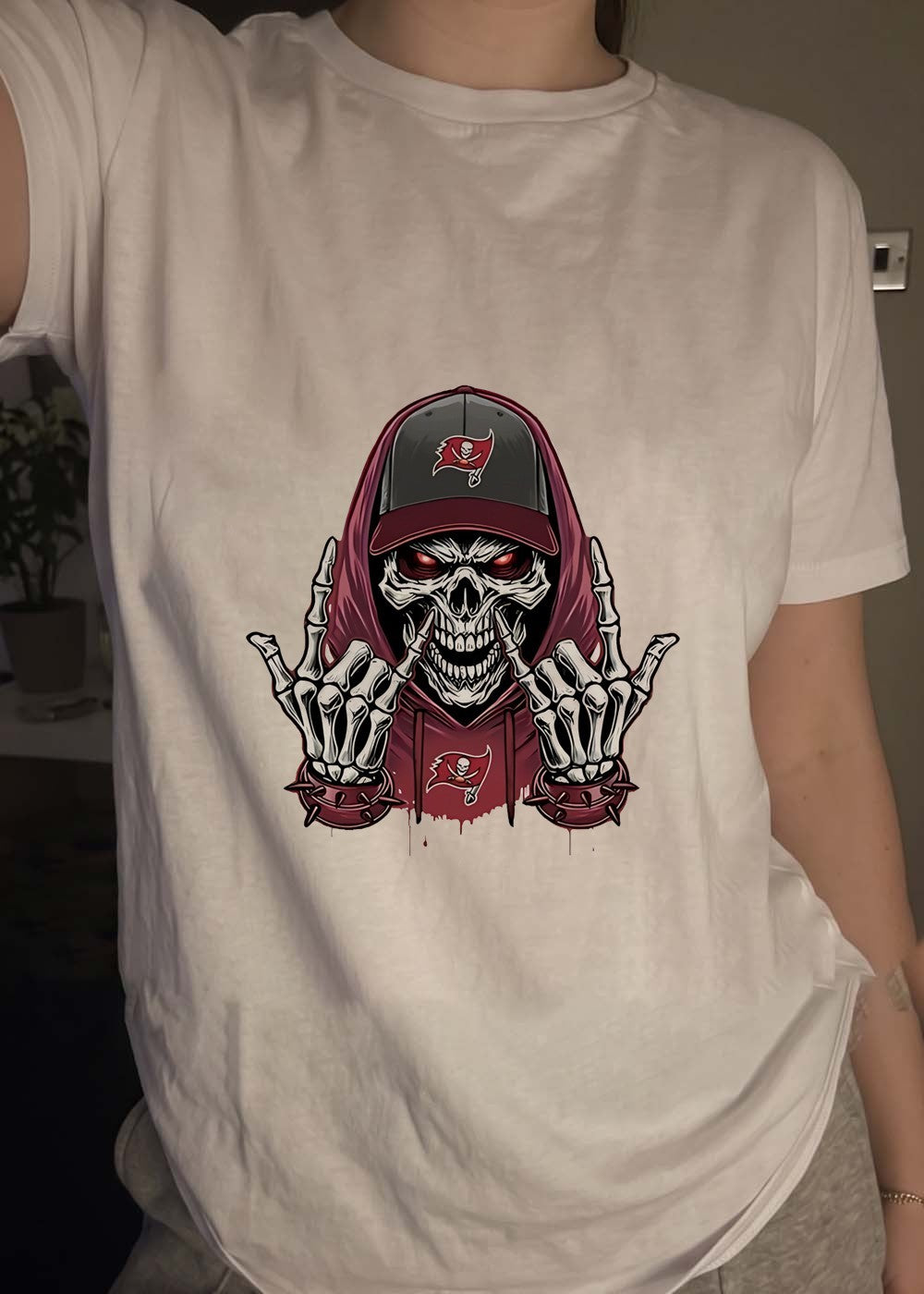 Buccaneers Skeleton Hooded Graphic Rock On Buccaneers T-Shirt