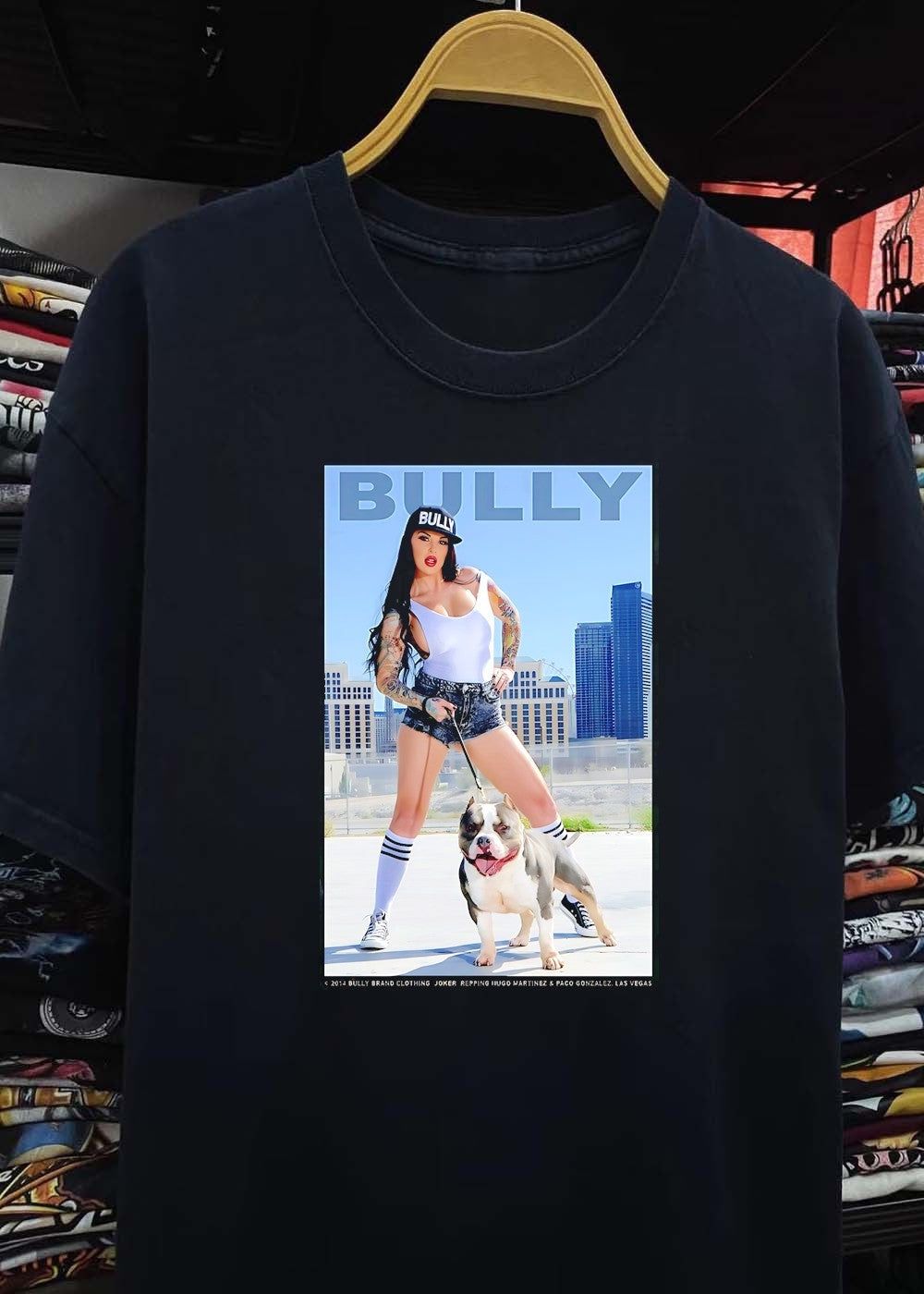 Bully Brand Clothing Joker Repping Hugo Martinez Paco Gonzalez Las Vegas Woman Holding Leash Standing with Dog Tank Top T-Shirt