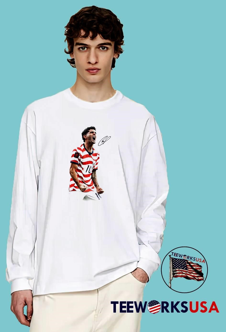 CP Christian Pulisic Celebrating Goal USA Soccer Shirt