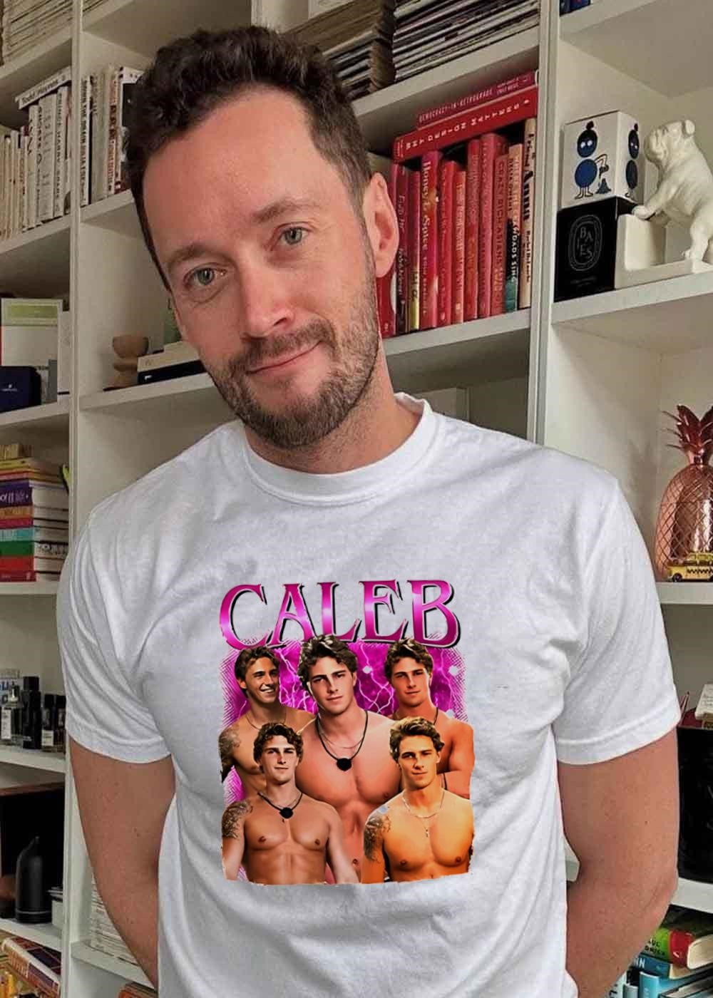 Caleb Collage Featuring Muscular Men Aesthetic Pink Graphic T-Shirt