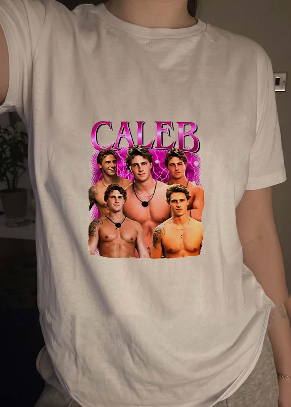 Caleb Collage Featuring Muscular Men Aesthetic Pink Graphic T-Shirt