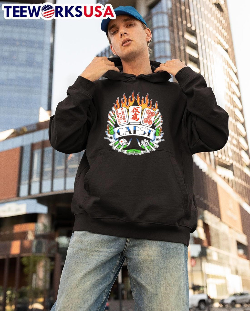 Capst Mahjong Dice Gambling Flames Graphic shirt