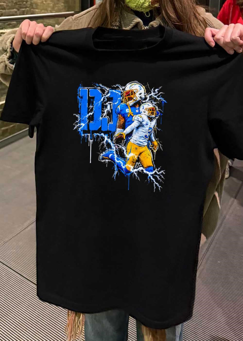 Chargers Fan Gear Derwin James Football Lightning Strike Chargers T-Shirt