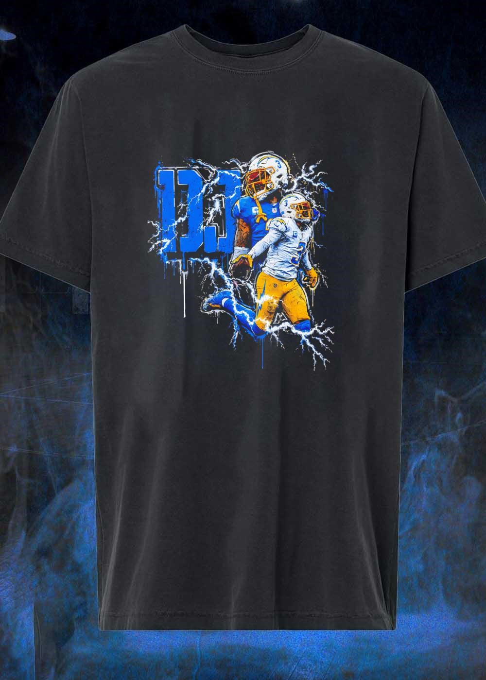 Chargers Fan Gear Derwin James Football Lightning Strike Chargers T-Shirt
