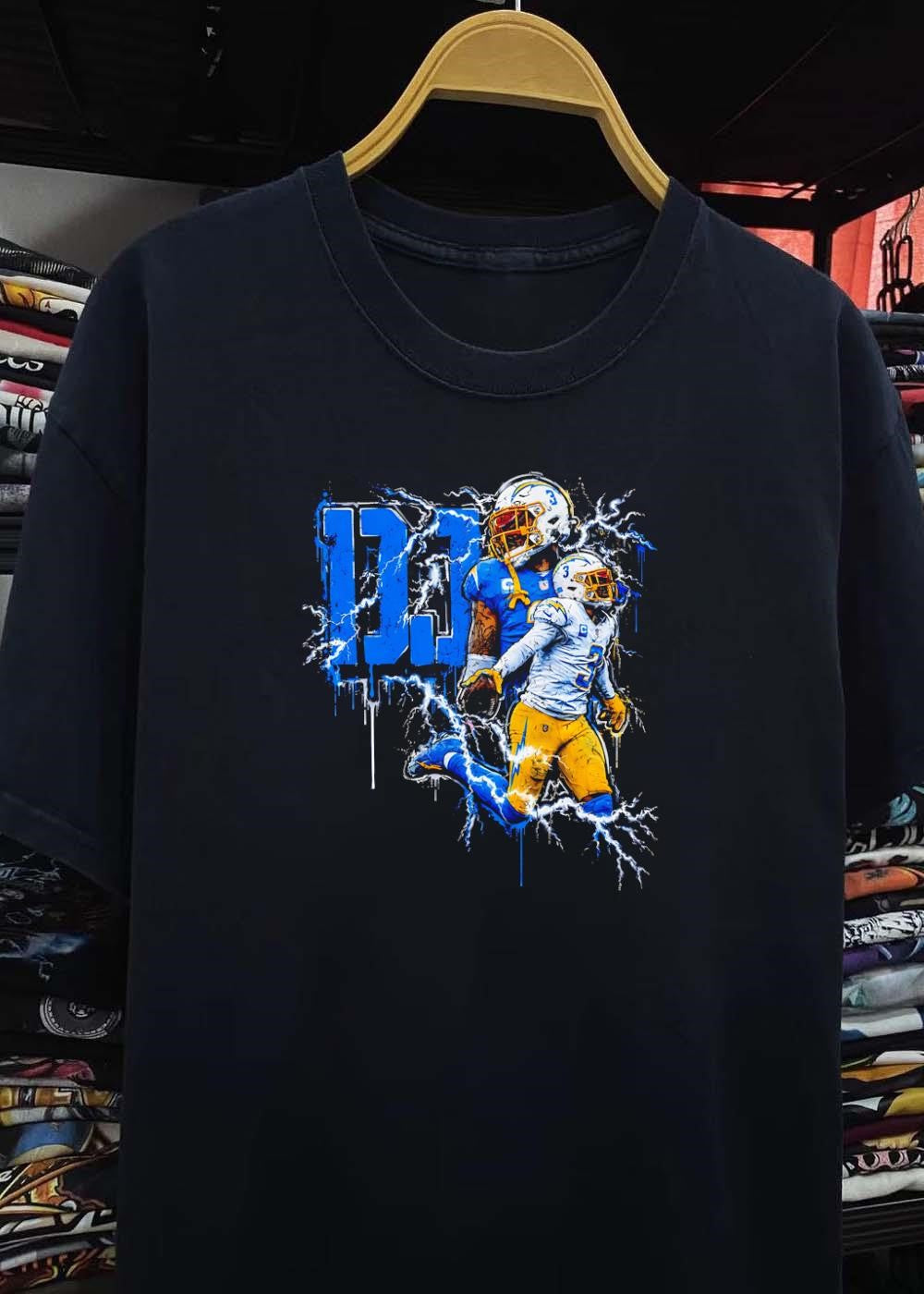 Chargers Fan Gear Derwin James Football Lightning Strike Chargers T-Shirt