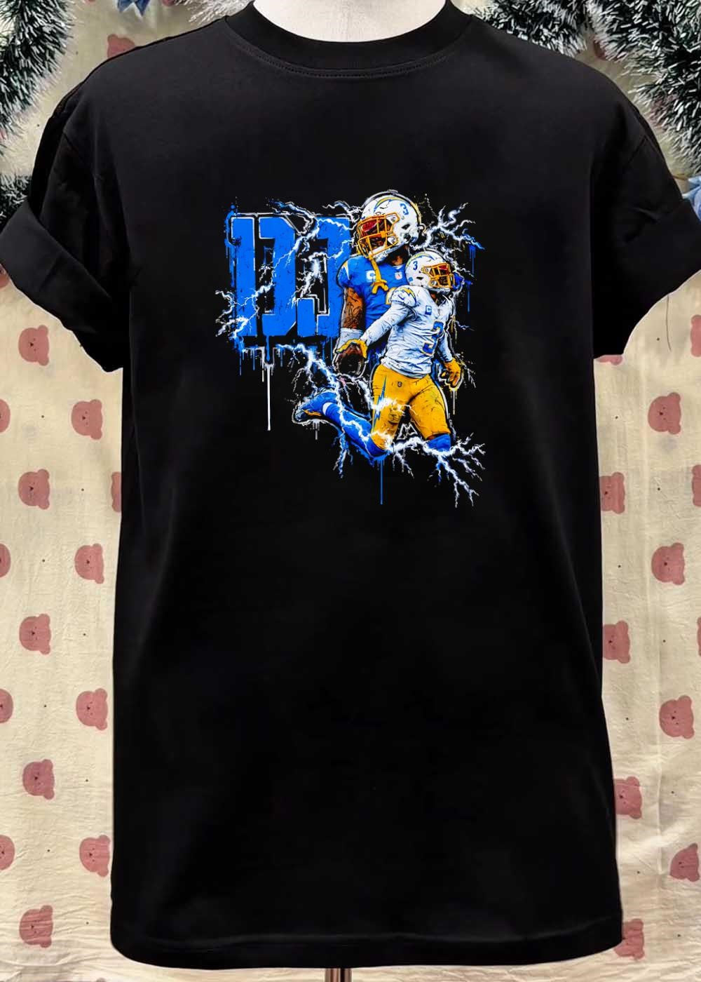 Chargers Fan Gear Derwin James Football Lightning Strike Chargers T-Shirt
