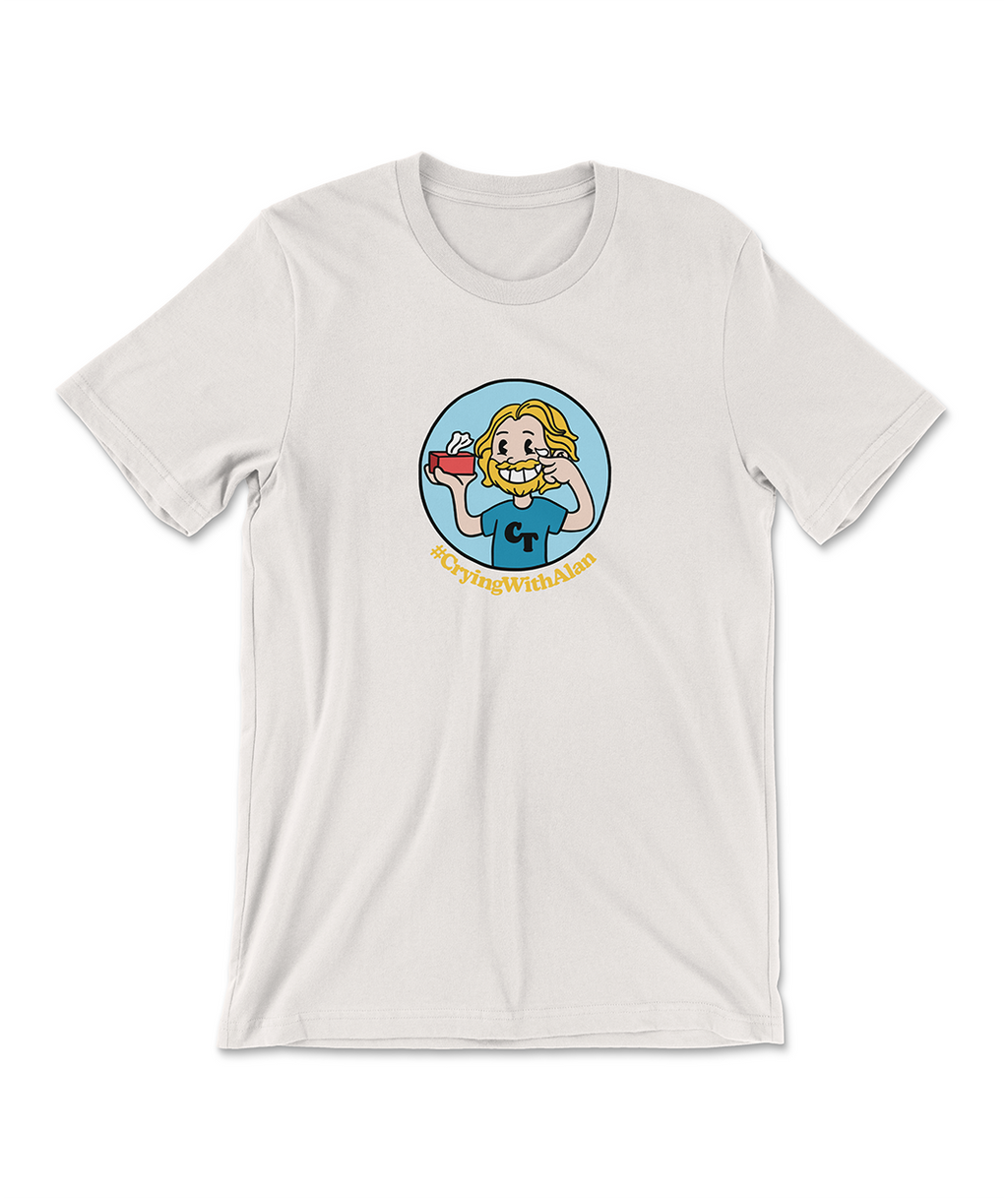 Crying with Alan Cartoon Shirt (Vintage White)