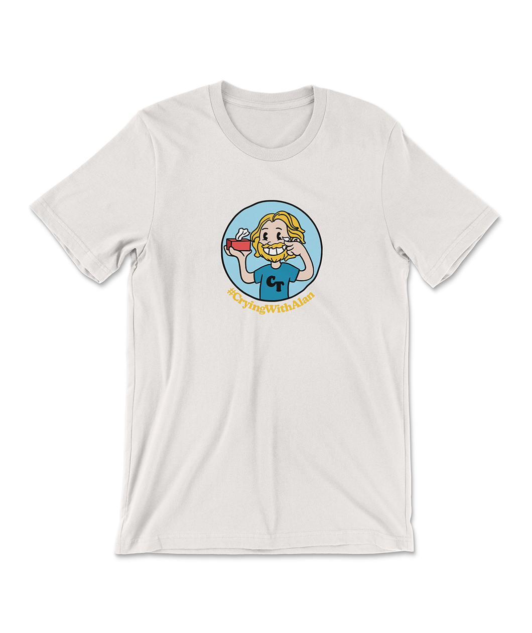 Crying with Alan Cartoon Shirt (Vintage White)