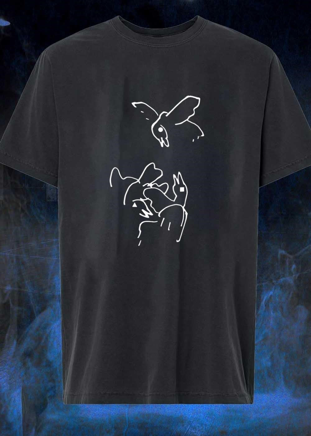 Circle Square Triangle Bird Flying Black T-Shirt