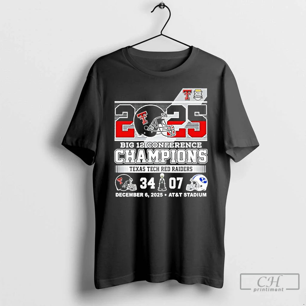 Classic 2025 Big 12 Conference Champions Texas Tech 34 7 Byu Score T-Shirts, Hoodie, Sweatshirt