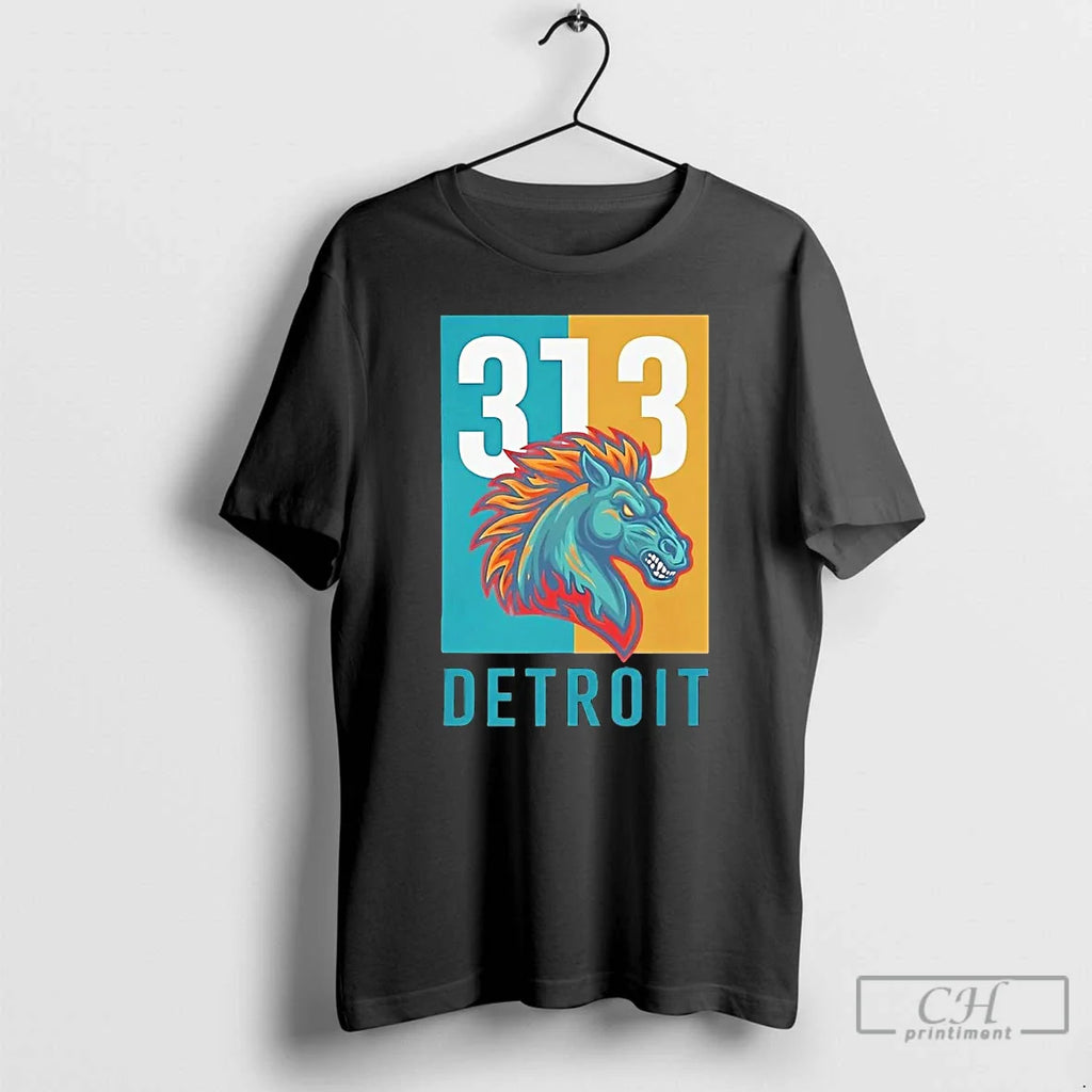 Classic Detroit Pistons 313 Horse T-Shirts, Hoodie, Sweatshirt