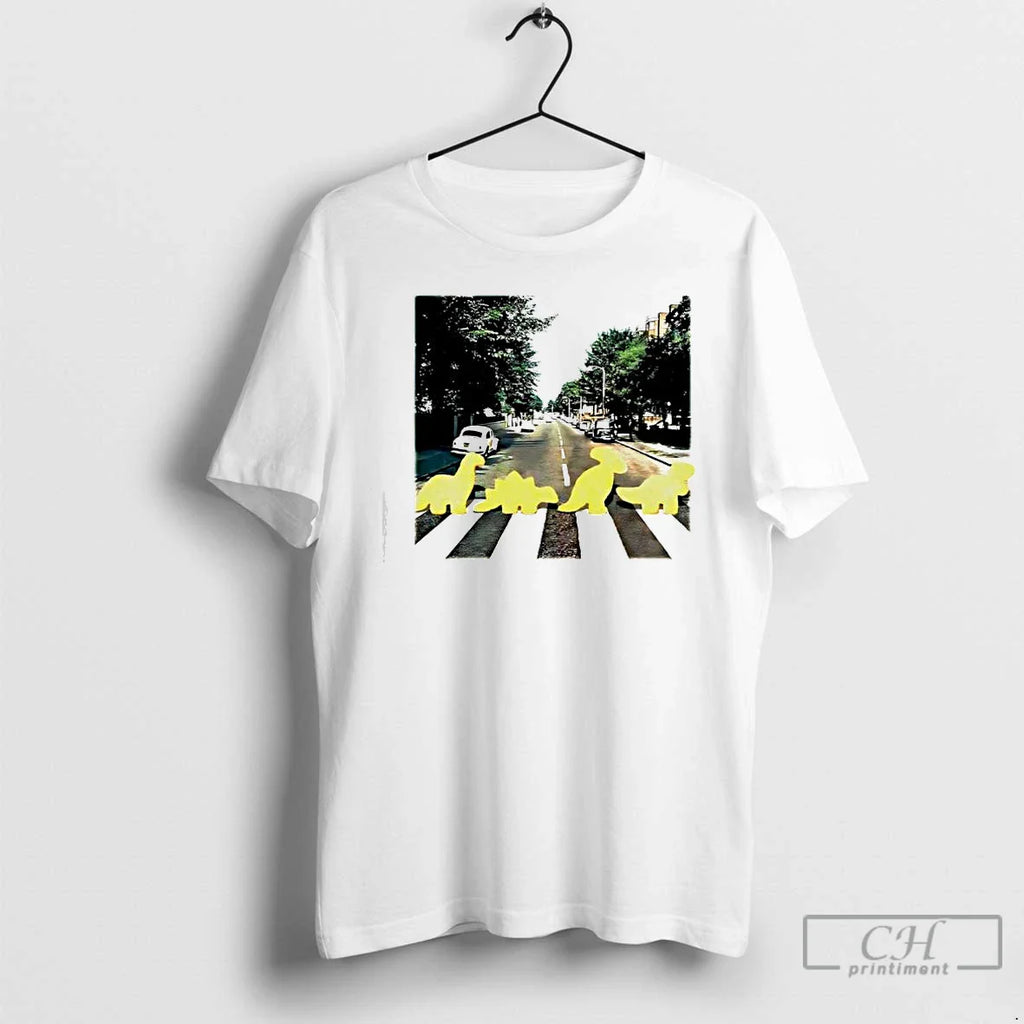 Classic Dino Chicken Nuggets Abbey Road Album Cover T-Shirts, Hoodie, Sweatshirt
