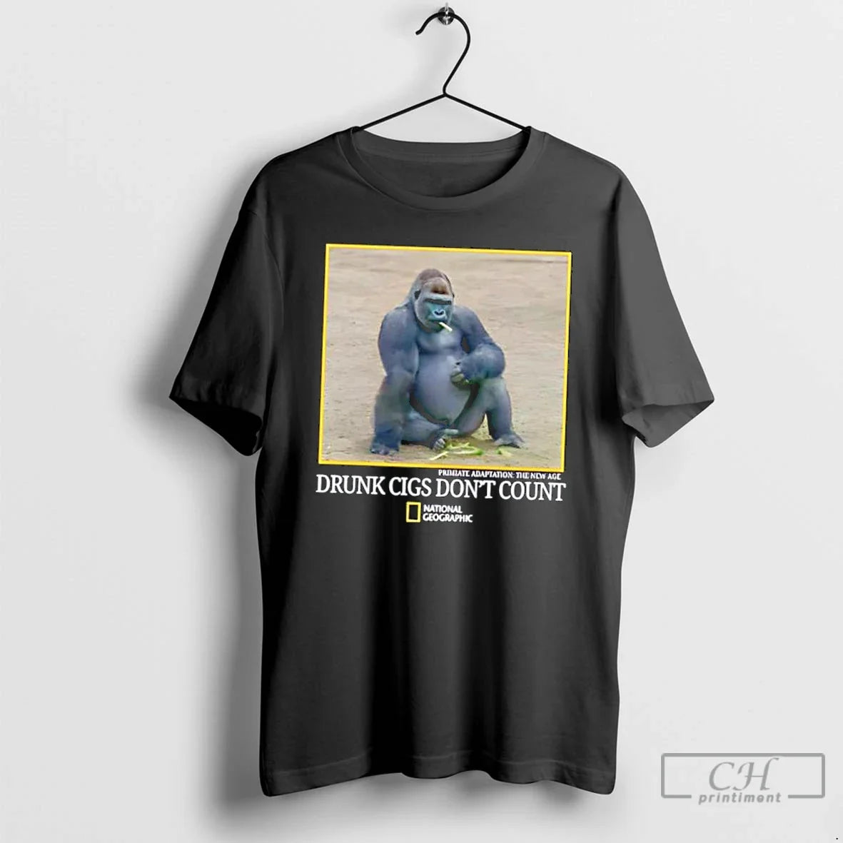 Drunk Cigs Count Gorilla Smoking Bigfoot Tee Unisex T-shirt, Sweatshirt, Hoodie (1)
