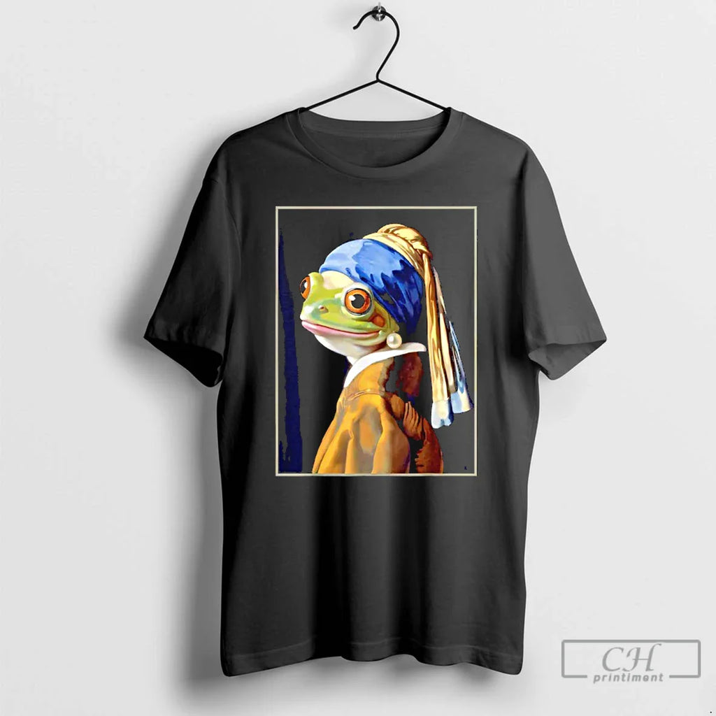 Classic Frog Vermeers Girl Pearl Earring Parody Meme T-Shirts, Hoodie, Sweatshirt