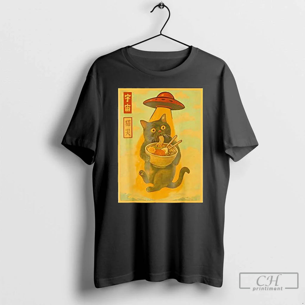 Classic Funny Cat Ramen Ufo Japanese Anime T-Shirts, Hoodie, Sweatshirt