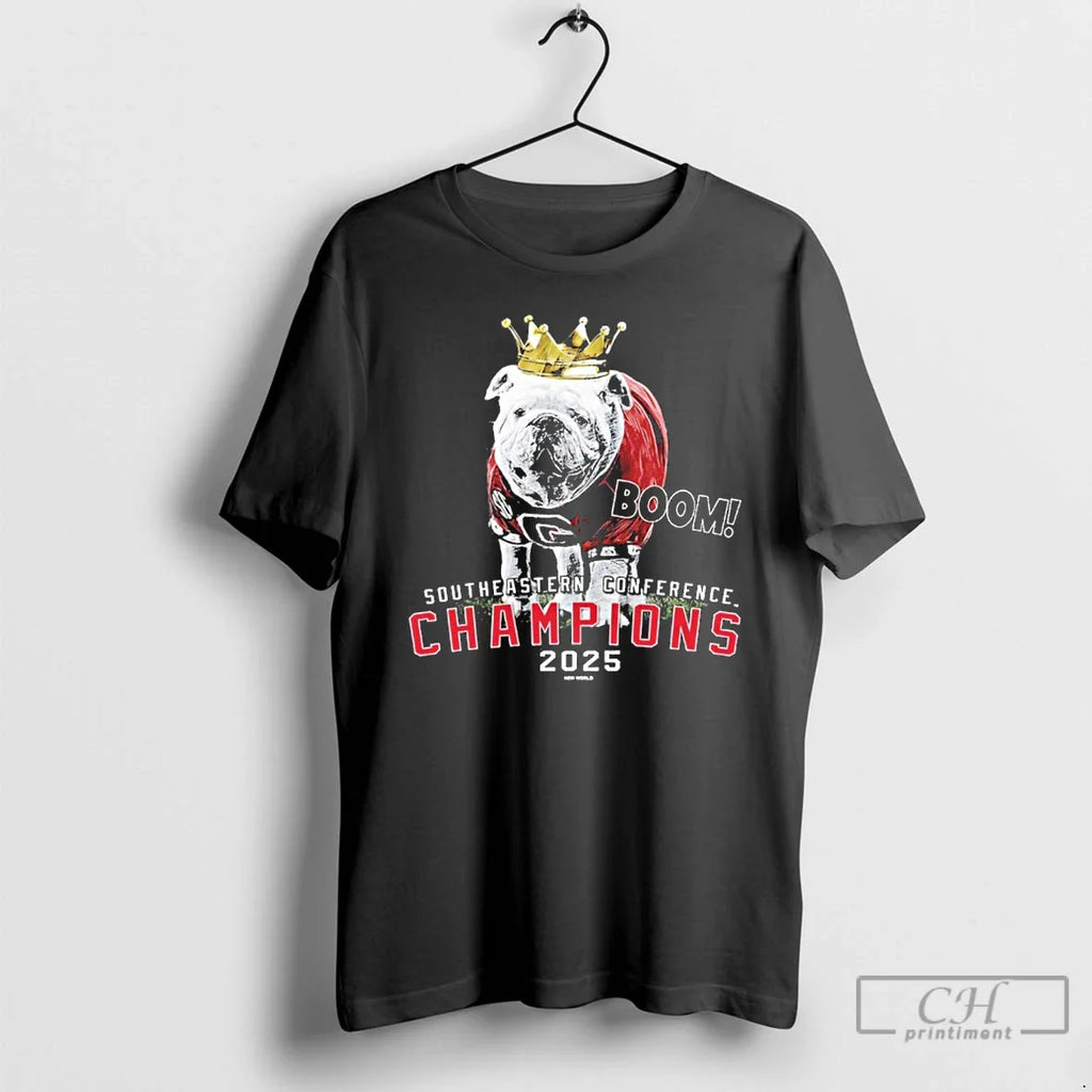 Classic Georgia Bulldogs 2025 Sec Conference Champions Mascot Crown T-Shirts, Hoodie, Sweatshirt