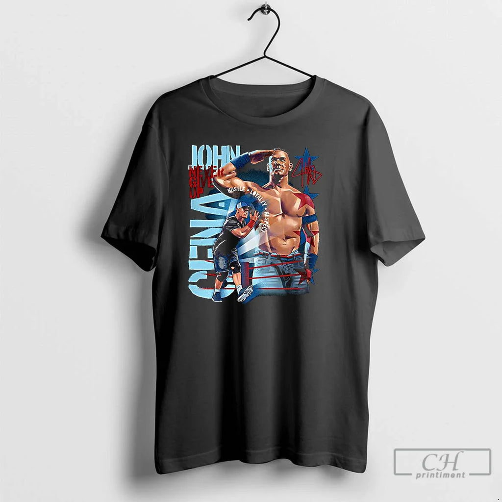 Classic John Cena Never Give Up Salute Hustle Loyalty Respect Signature T-Shirts, Hoodie, Sweatshirt