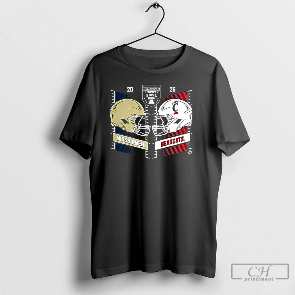 Classic Midshipmen Vs Cincinnati Bearcats Autozone Liberty Bowl 2025 Helmet T-Shirts, Hoodie, Sweatshirt
