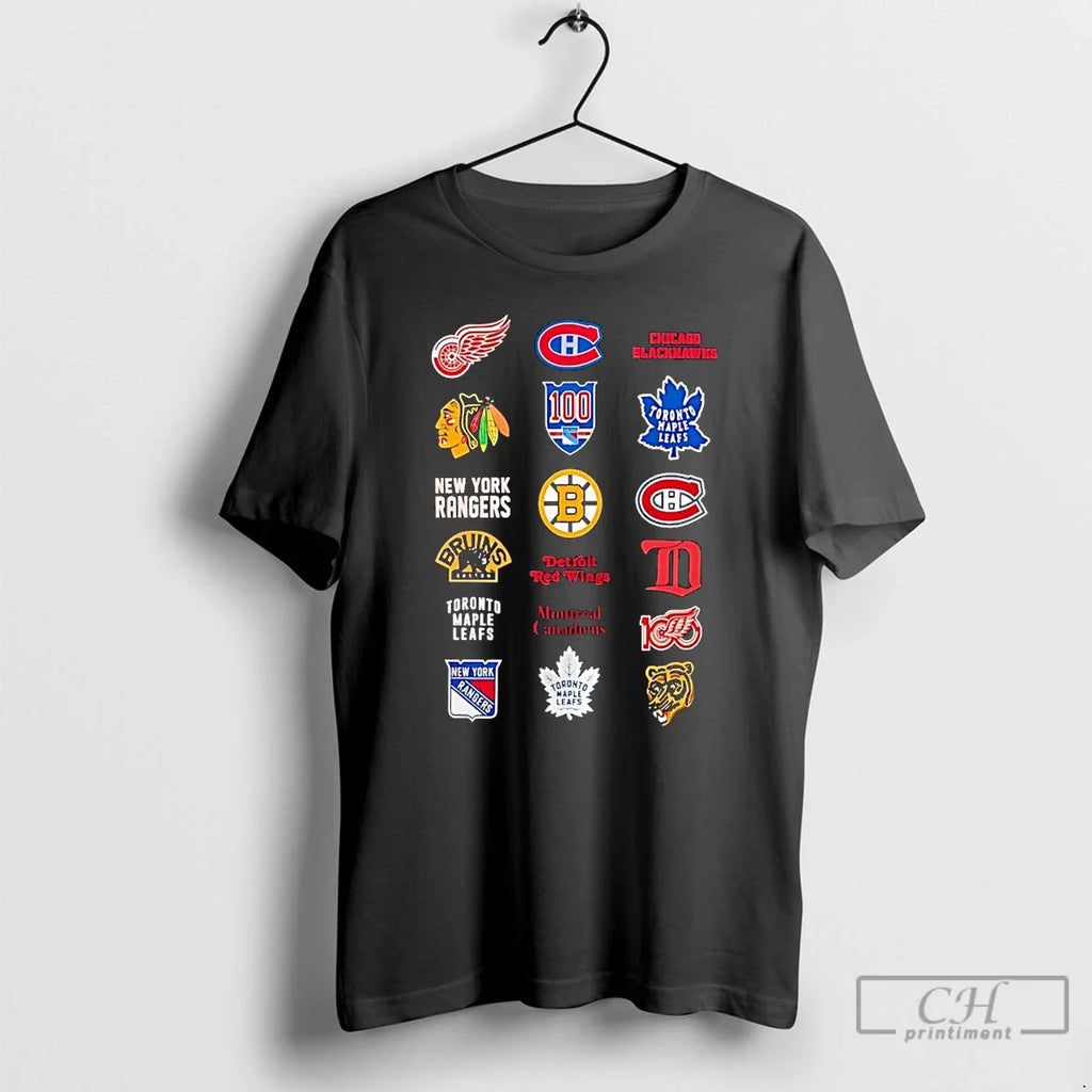 Classic Nhl 6 Starter Teams Logo Collage T-Shirts, Hoodie, Sweatshirt