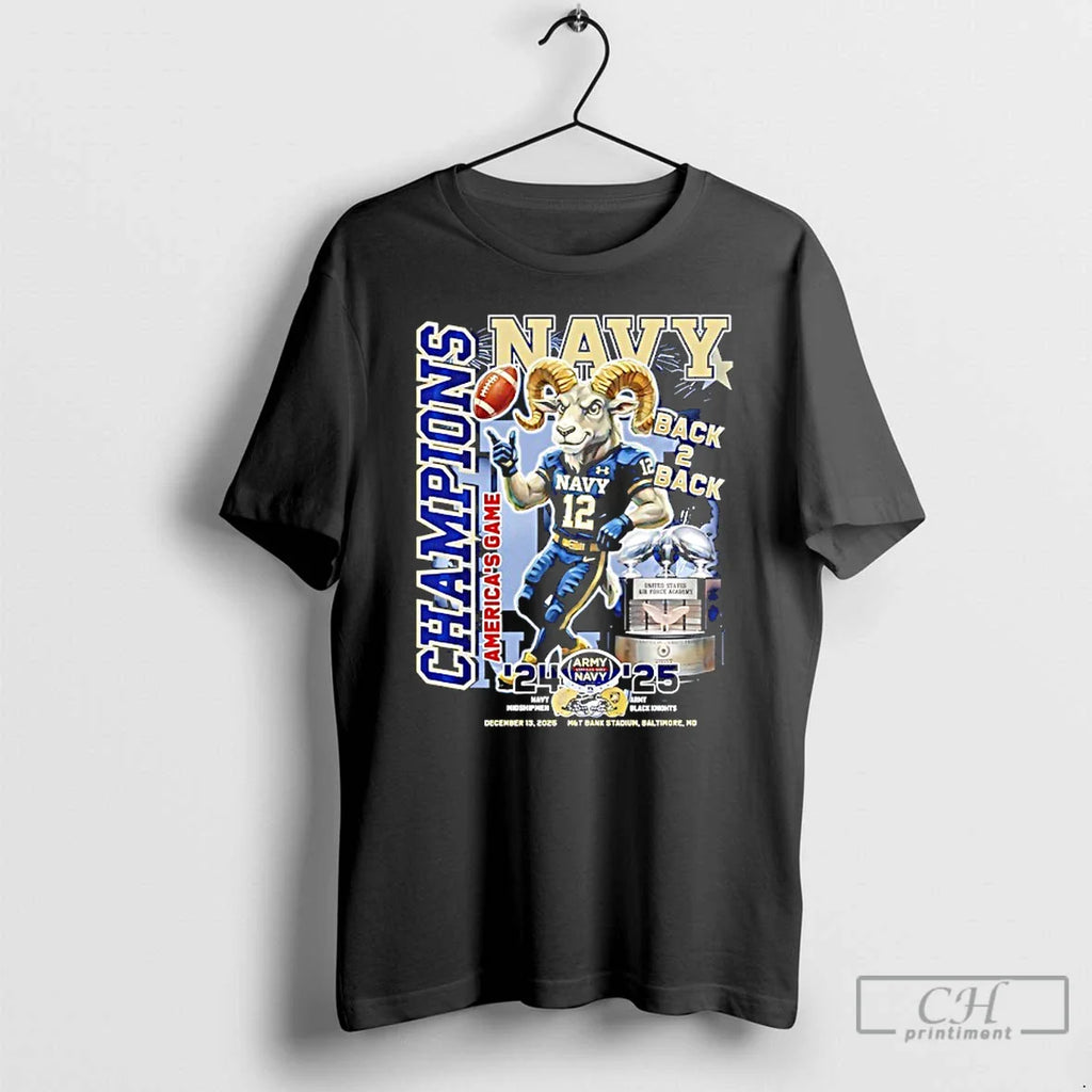 Classic Navy Midshipmen Back 2 Back 24 25 Americas Game Champions Mascot T-Shirts, Hoodie, Sweatshirt