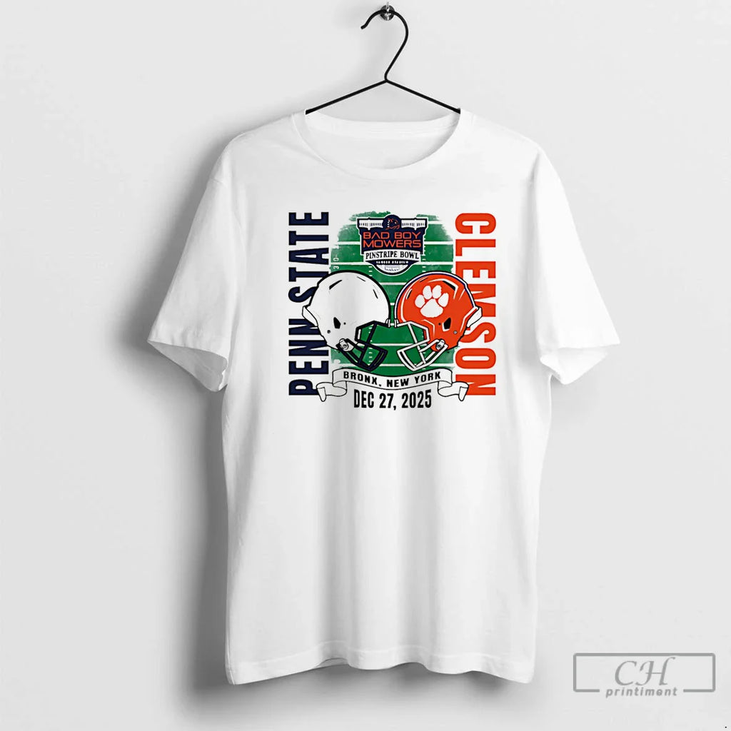 Classic Penn State Vs Clemson 2025 Pinstripe Bowl Dueling Helmet T-Shirts, Hoodie, Sweatshirt