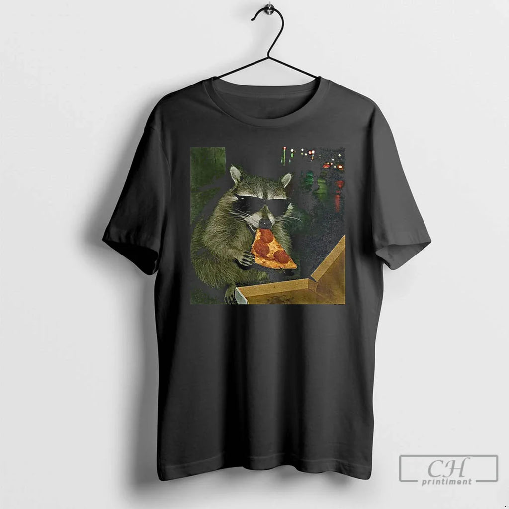 Classic Raccoon Eating Pizza Funny Meme T-Shirts, Hoodie, Sweatshirt