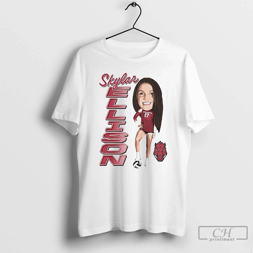 Classic Skylar Ellison Big Head Caricature Arkansas T-Shirts, Hoodie, Sweatshirt