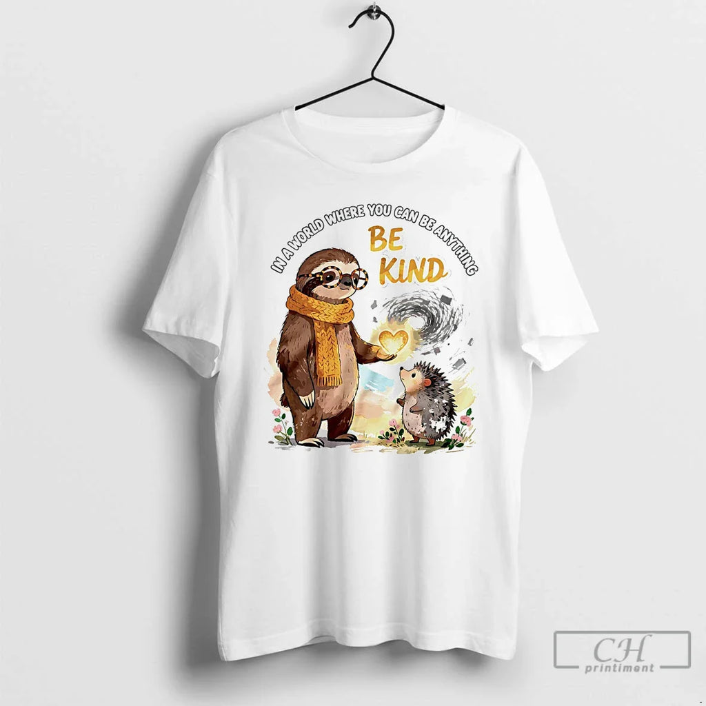 Classic Sloth World Where You Can Be Anything Be Kind T-Shirts, Hoodie, Sweatshirt