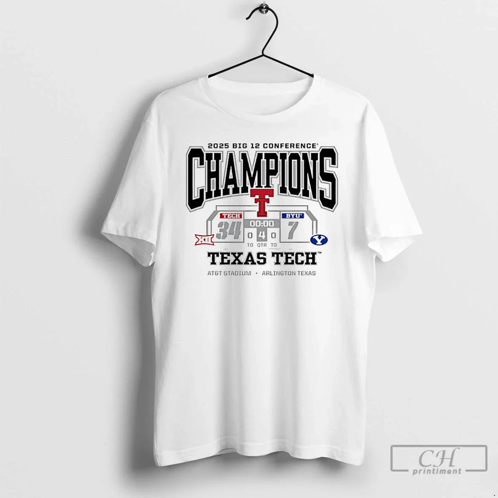 Classic Texas Tech Red Raiders 2025 Big 12 Conference Champions Score T-Shirts, Hoodie, Sweatshirt