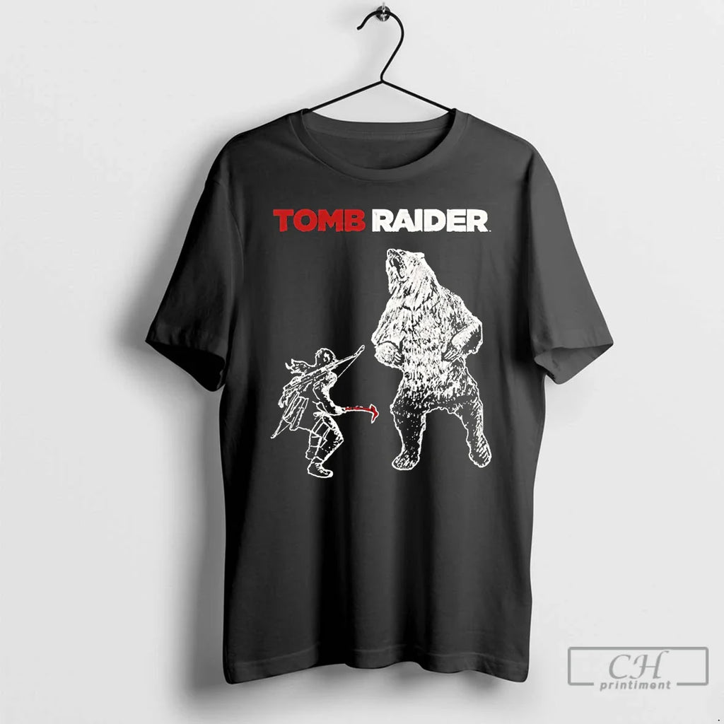 Classic Tomb Raider Lara Vs Bear T-Shirts, Hoodie, Sweatshirt