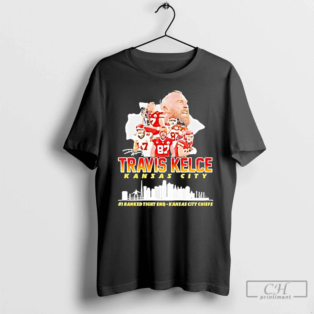 Classic Travis Kelce Kansas City Chiefs City Skyline Signature T-Shirts, Hoodie, Sweatshirt