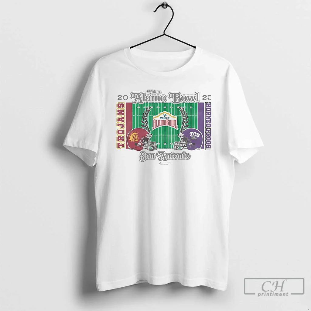 Classic Usc Trojans Vs Tcu Horned Frogs 2025 Valero Alamo Bowl Head Head T-Shirts, Hoodie, Sweatshirt
