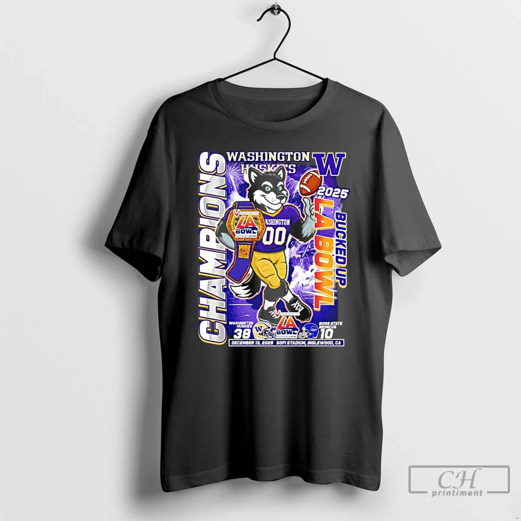 Classic Washington Huskies Bucked Up La Bowl Champions Mascot 2025 T-Shirts, Hoodie, Sweatshirt