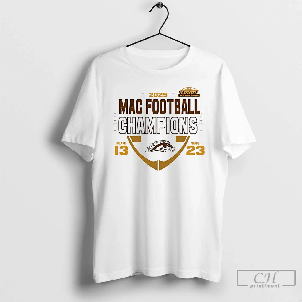 Classic Western Michigan Broncos 2025 Mac Football Champions 13 23 Score T-Shirts, Hoodie, Sweatshirt