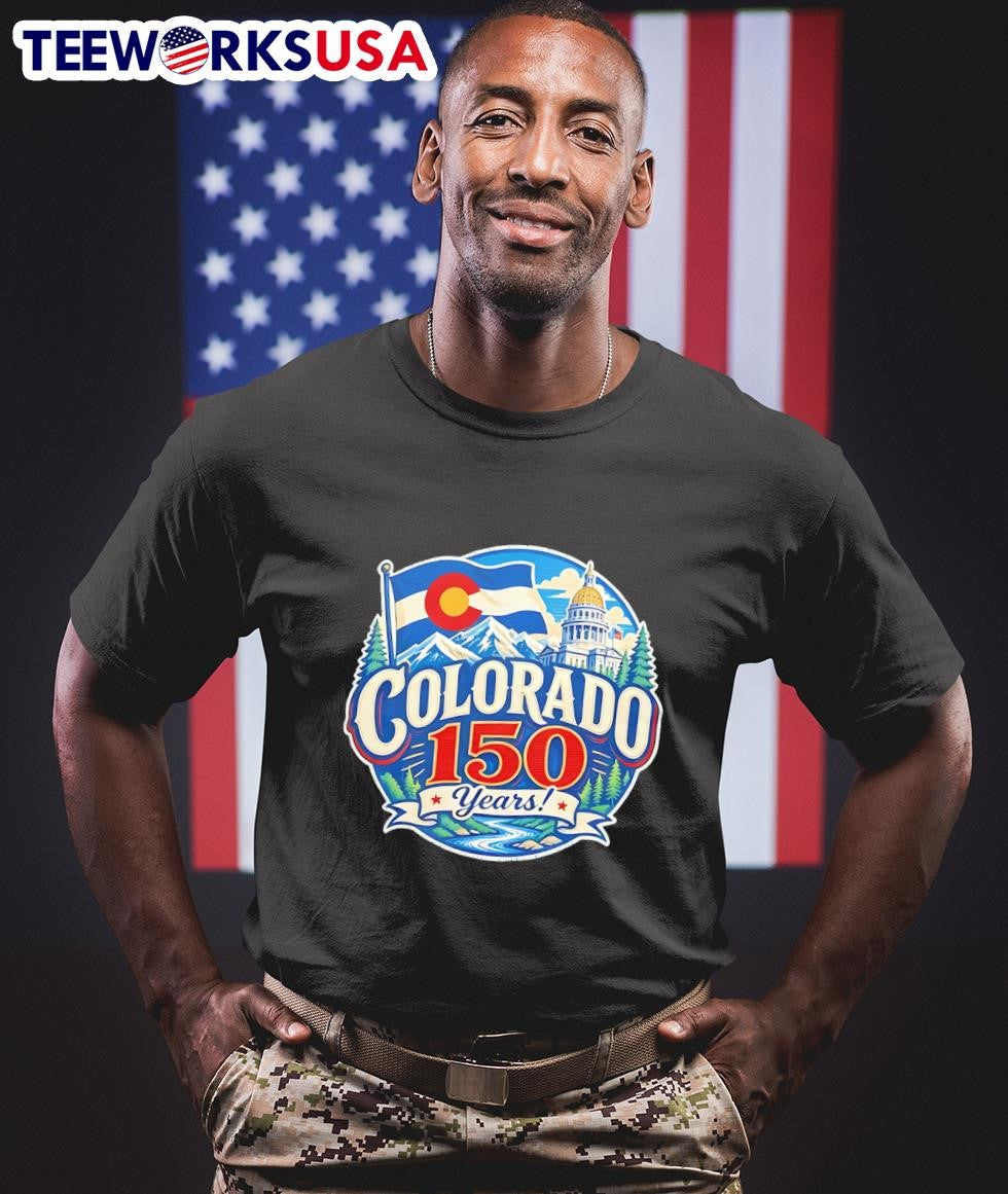 Colorado 150 Years Flag Mountains Capitol Building Shirt