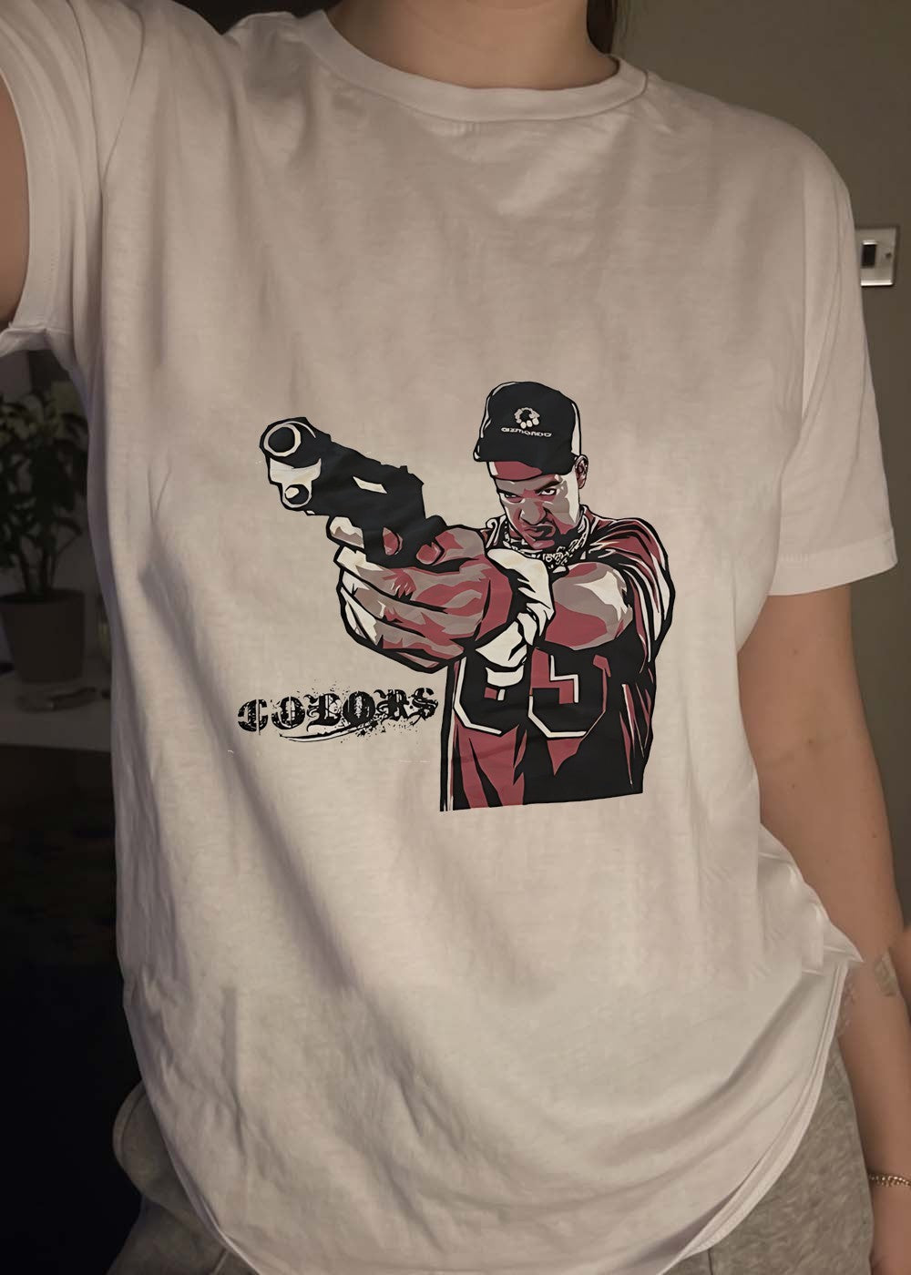 Colors Man Pointing Gun Colors Shirt