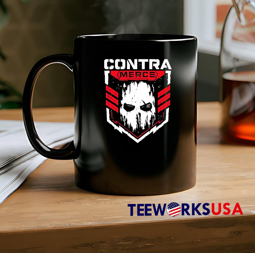 Contra Mercs Skull Graphic Red Black T-Shirt